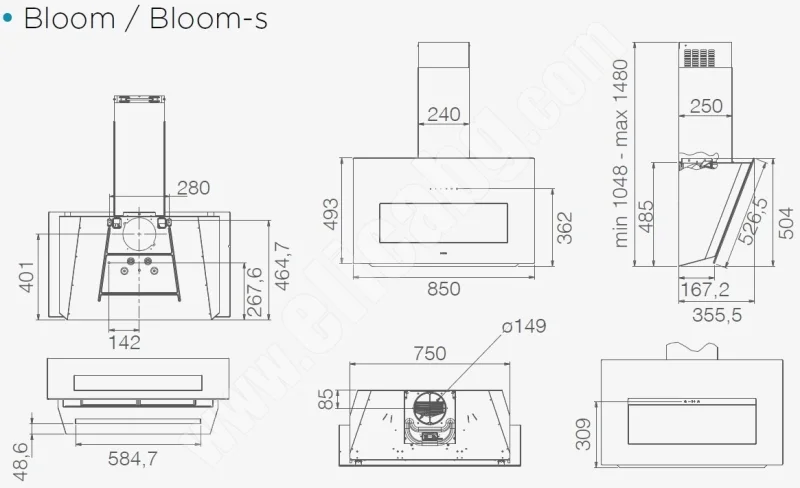 Аспиратори за стенен монтаж Аспиратор Elica Bloom-S WH 85