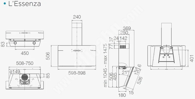 Аспиратори за стенен монтаж Аспиратор Elica L-Essenza WH 60