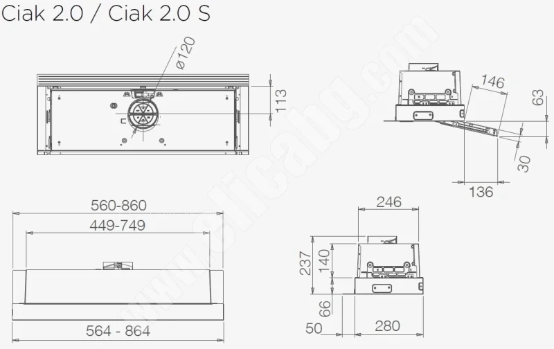 Аспиратори за вграждане Аспиратор Elica Ciak 2.0 GR 90
