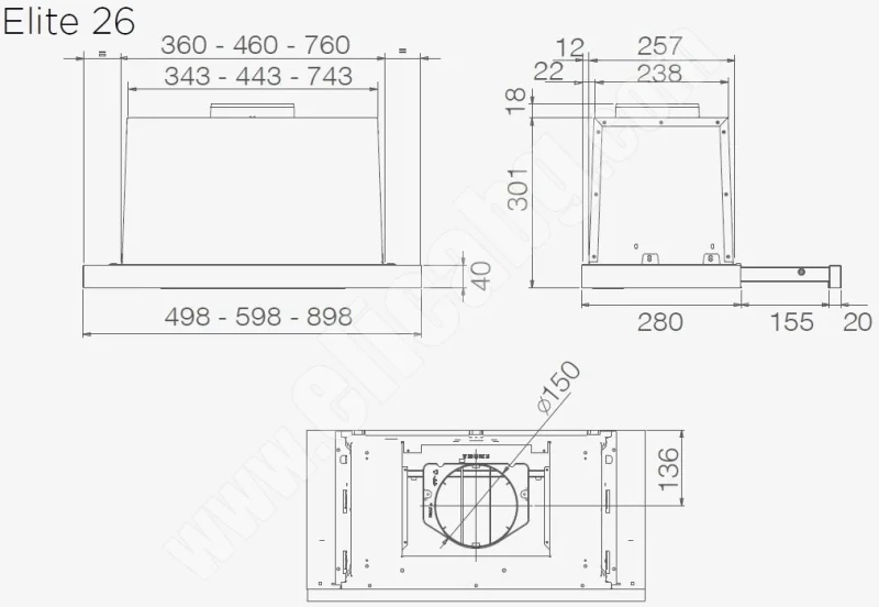 Аспиратори за вграждане Аспиратор Elica Elite 26 IXVT 90