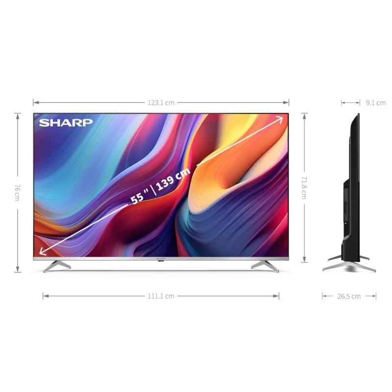 Телевизори 55” QLED 4K Ultra HD Google телевизор Sharp LC-55GP6265