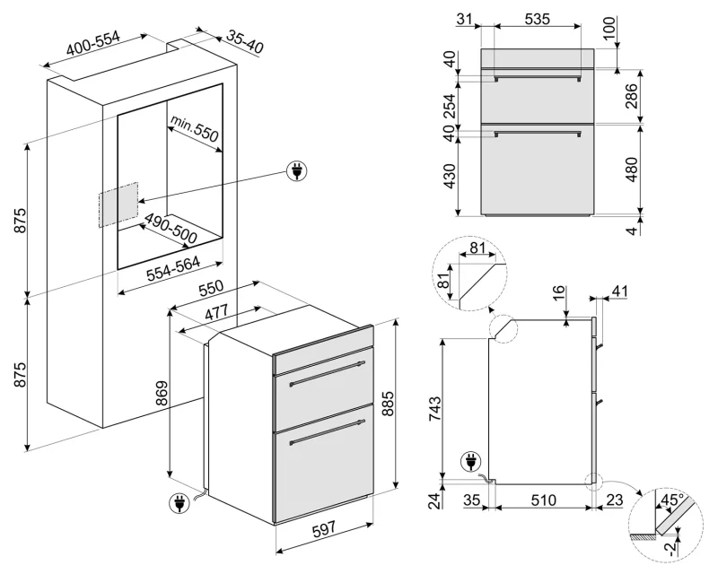 Фурни за вграждане Двойна фурна за вграждане Smeg DOSF6390X