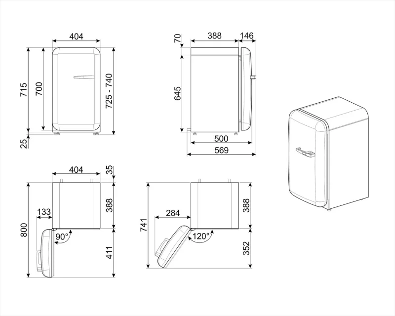 Хладилници с една врата Минибар Smeg FAB5LCR6