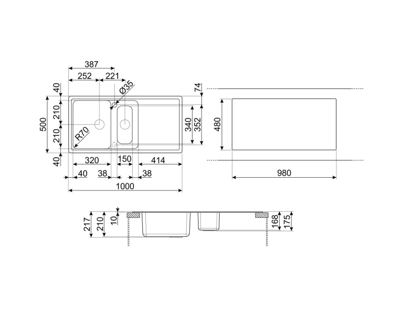 Мивки и смесители Мивка Smeg LZ102CT