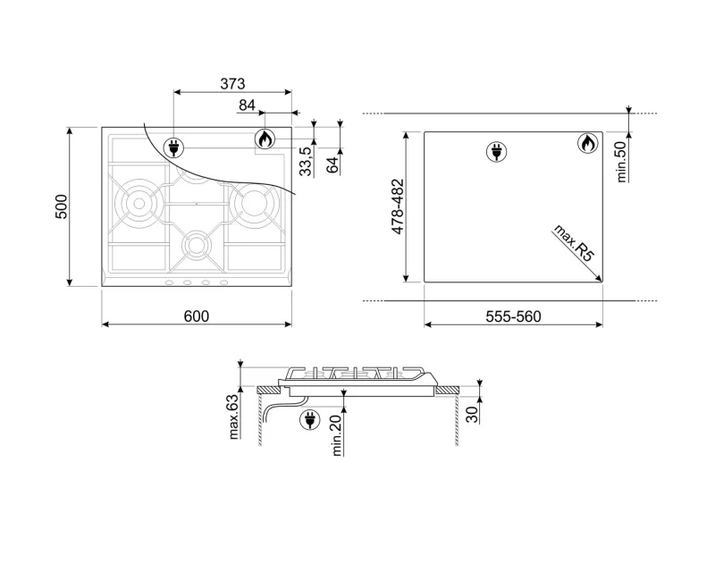 Газови Газов плот Smeg SR764BS1